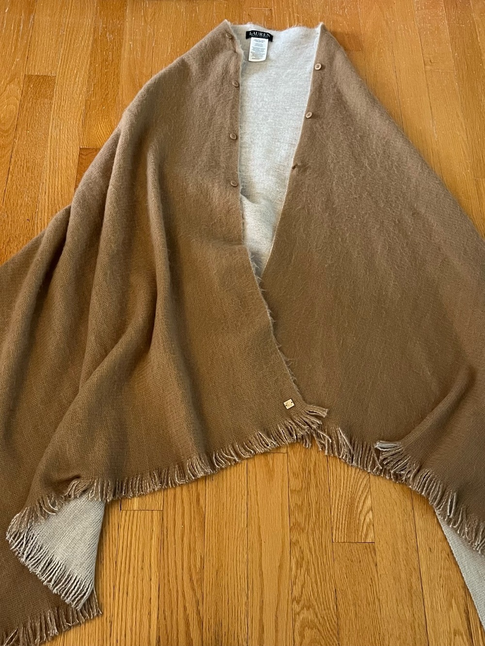 LAUREN Ralph Lauren Brown/Cream Throw Shawl
